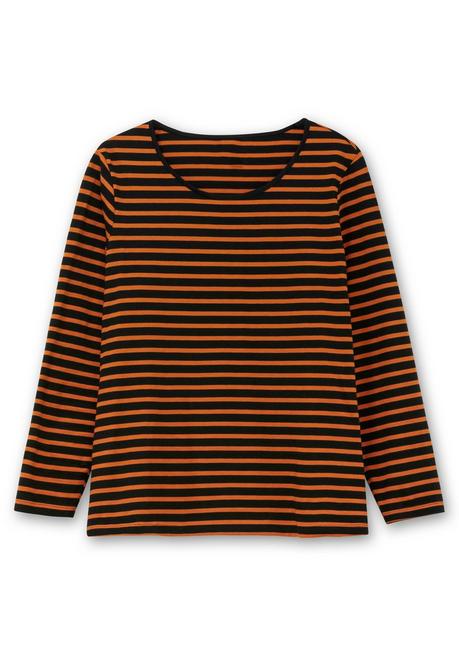 Sheego Ringelshirt Mit Rundhalsausschnitt - Schwarz Gestreift Sheego