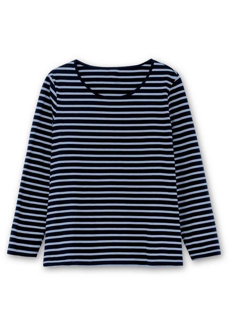 Sheego Ringelshirt Mit Rundhalsausschnitt - Taubenblau Gestreift Sheego