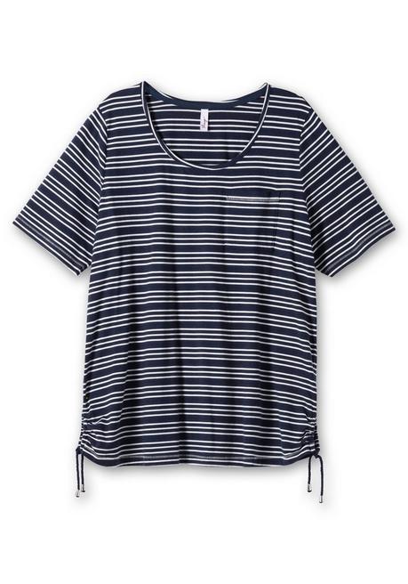 Sheego Ringelshirt Mit Tunnelzug In Der Seitennaht - Nachtblau Gestreift Sheego