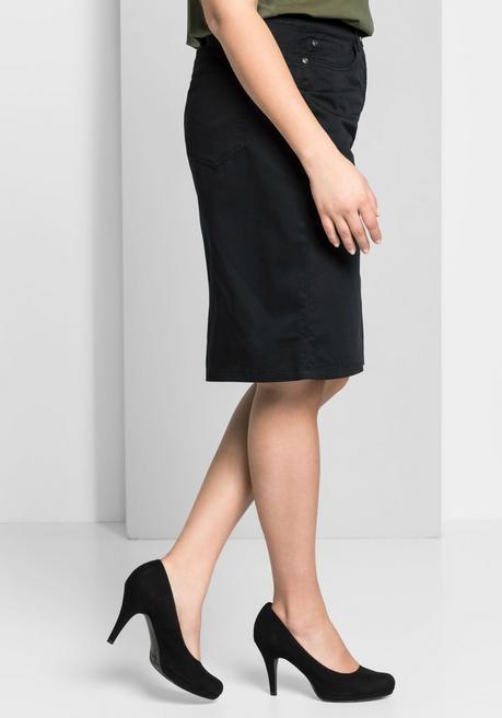 Sheego Rock In Kniefreier Länge, Aus Baumwoll-Twill - Schwarz Sheego