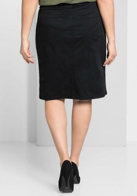 Sheego Rock In Kniefreier Länge, Aus Baumwoll-Twill - Schwarz Sheego