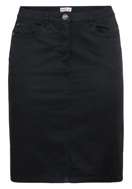 Sheego Rock In Kniefreier Länge, Aus Baumwoll-Twill - Schwarz Sheego