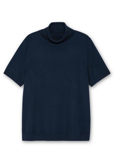 Sheego Rollkragenpullover Mit Kurzen Armen, In Figurnaher Form - Marine Sheego