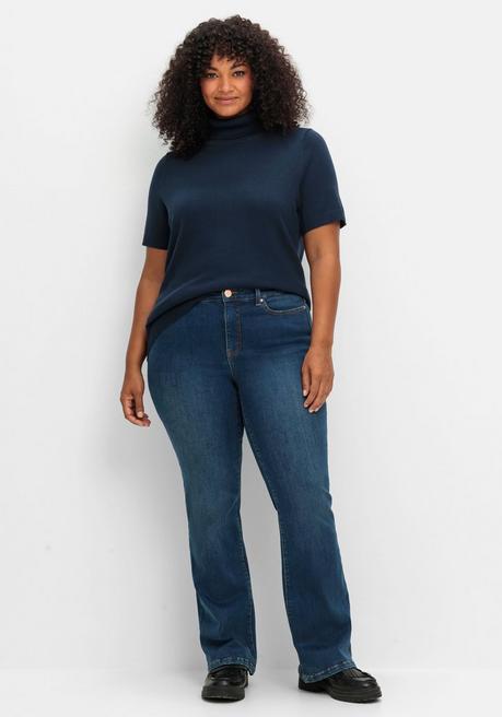 Sheego Rollkragenpullover Mit Kurzen Armen, In Figurnaher Form - Marine Sheego