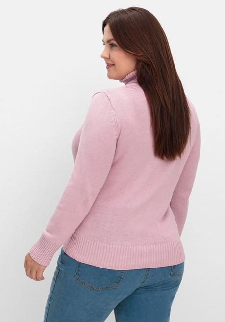 Sheego Rollkragenpullover Mit Rippbündchen - Altrosé Sheego