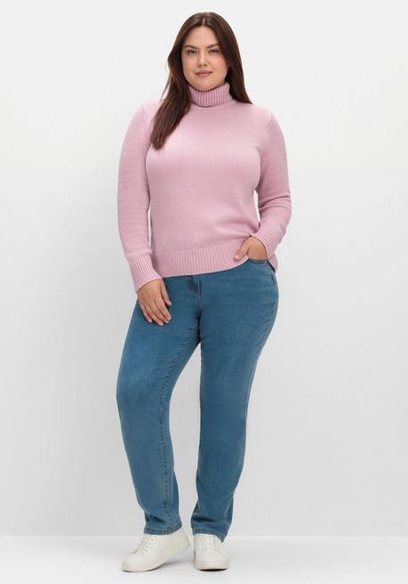 Sheego Rollkragenpullover Mit Rippbündchen - Altrosé Sheego