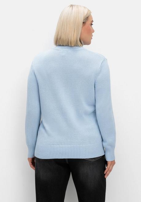 Sheego Rollkragenpullover Mit Rippbündchen - Eisblau Sheego