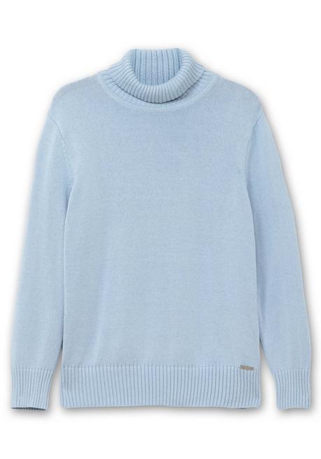 Sheego Rollkragenpullover Mit Rippbündchen - Eisblau Sheego