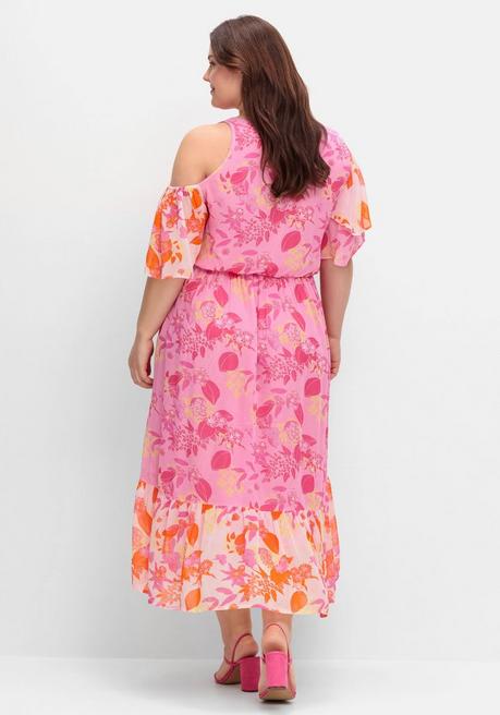 Sheego Loves Miss Goodlife Rüschenkleid Mit Cut-out Und Volants In Kontrast - Pink Gemustert Sheego