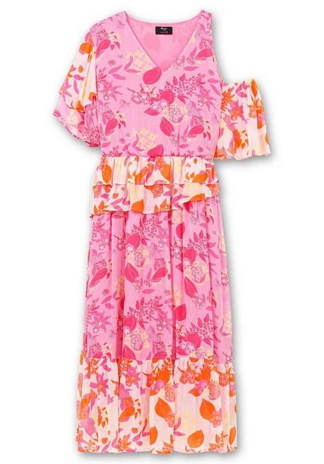 Sheego Loves Miss Goodlife Rüschenkleid Mit Cut-out Und Volants In Kontrast - Pink Gemustert Sheego