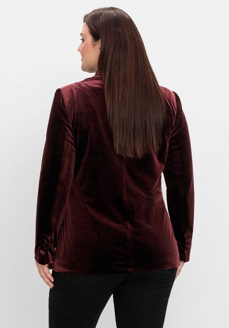 Sheego Samtblazer Mit 1-Knopf-Verschluss, Taillierte Form - Bordeaux Sheego