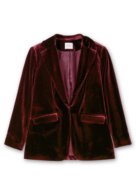 Sheego Samtblazer Mit 1-Knopf-Verschluss, Taillierte Form - Bordeaux Sheego