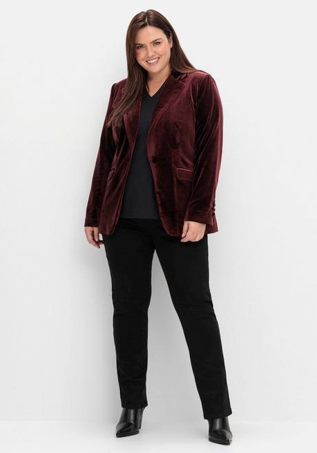 Sheego Samtblazer Mit 1-Knopf-Verschluss, Taillierte Form - Bordeaux Sheego