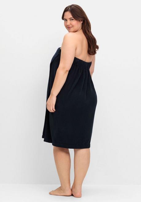 Sheego Saunatuch Mit Klettverschluss Und Tasche - Nachtblau Sheego