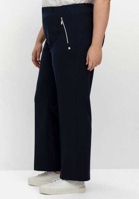 Sheego Schlupfhose Mit Bügelfalten Und Deko-Zipper - Nachtblau Sheego
