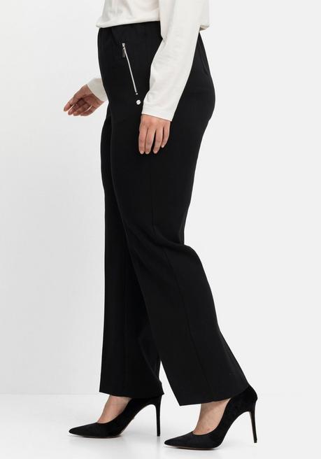 Sheego Schlupfhose Mit Bügelfalten Und Deko-Zipper - Schwarz Sheego
