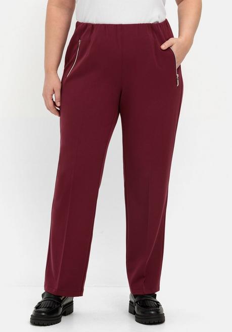 Sheego Schlupfhose Mit Bügelfalten Und Deko-Zipper - Weinrot Sheego