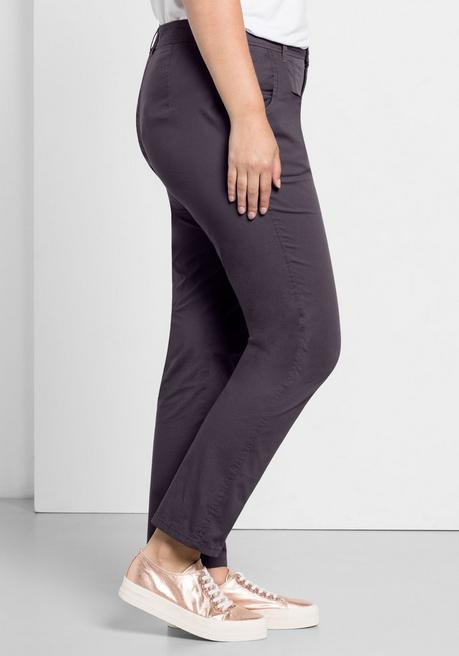 Sheego Schmal Zulaufende Chinohose Mit Bundfalten - Dunkelgrau Sheego