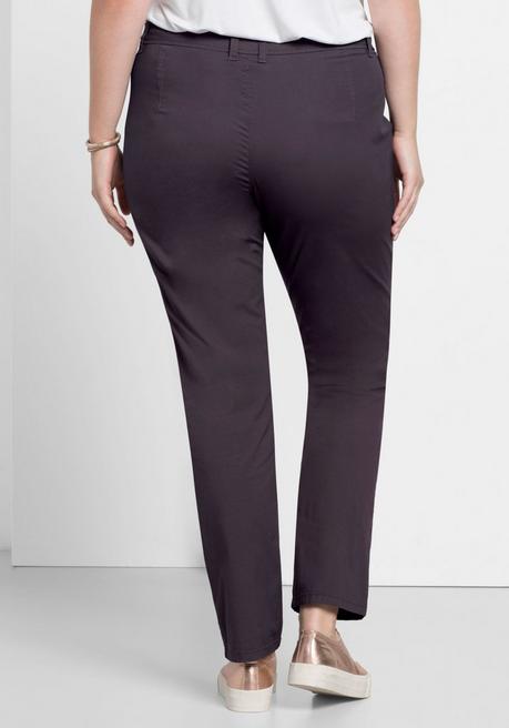 Sheego Schmal Zulaufende Chinohose Mit Bundfalten - Dunkelgrau Sheego