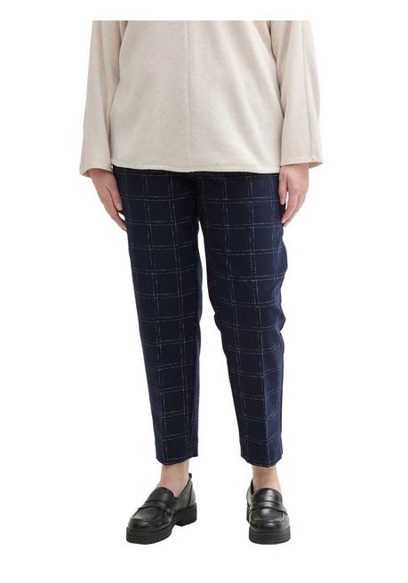 TOM TAILOR Plus Schmale 7/8-Hose Mit Bügelfalte Und Stretchbund - Marine Kariert Sheego