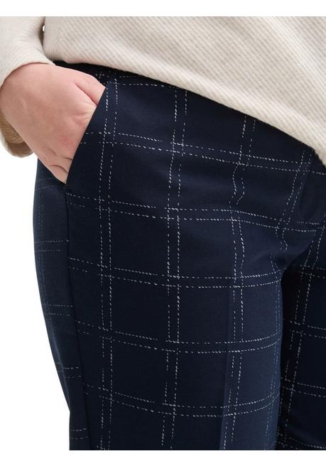 TOM TAILOR Plus Schmale 7/8-Hose Mit Bügelfalte Und Stretchbund - Marine Kariert Sheego