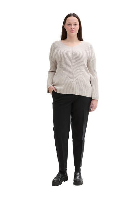 TOM TAILOR Plus Schmale 7/8-Hose Mit Bügelfalte Und Stretchbund - Schwarz Sheego