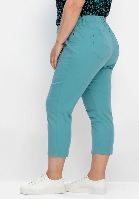 Sheego Schmale 7/8-Hose Mit Gummibund, Aus Twill - Aqua Sheego