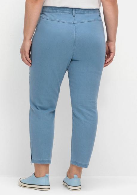 Sheego Schmale 7/8-Jeans Mit Dehnbund Und Zipper Am Saum - Blue Denim Sheego