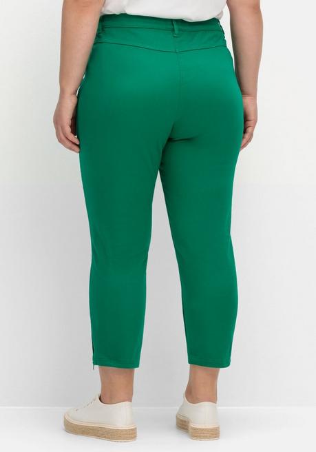 Sheego Schmale 7/8-Jeans Mit Dehnbund Und Zipper Am Saum - Grün Sheego