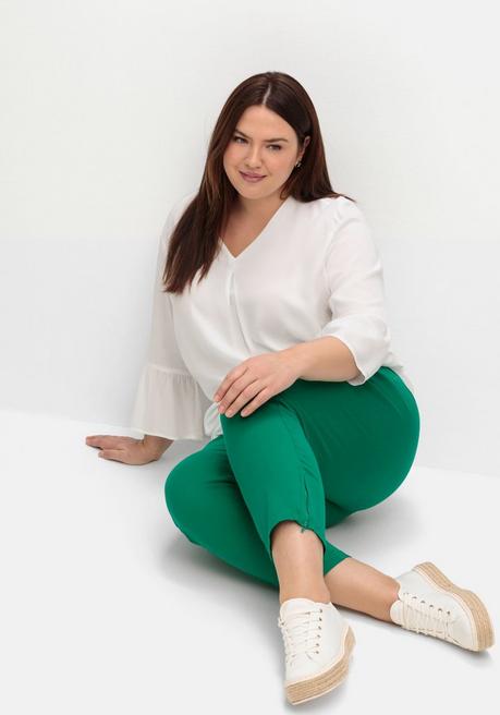 Sheego Schmale 7/8-Jeans Mit Dehnbund Und Zipper Am Saum - Grün Sheego