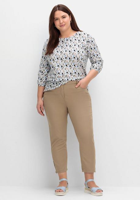 sheego Schmale 7/8-Jeans mit Dehnbund und Zipper am Saum - schlamm sheego