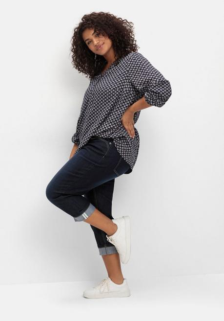 Sheego Schmale 7/8-Jeans Mit Kontrasttape Innen Am Saum - Blue Black Denim Sheego