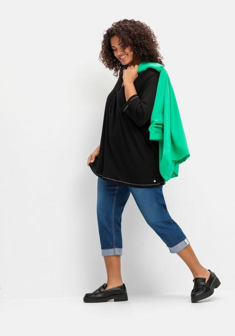 Sheego Schmale 7/8-Jeans Mit Kontrasttape Innen Am Saum - Blue Denim Sheego