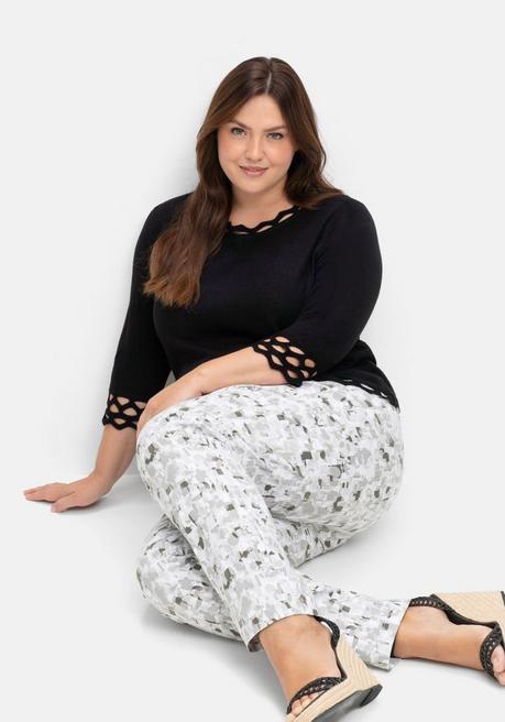 Sheego Schmale Bengalinhose Mit Alloverdruck - Grau Gemustert Sheego