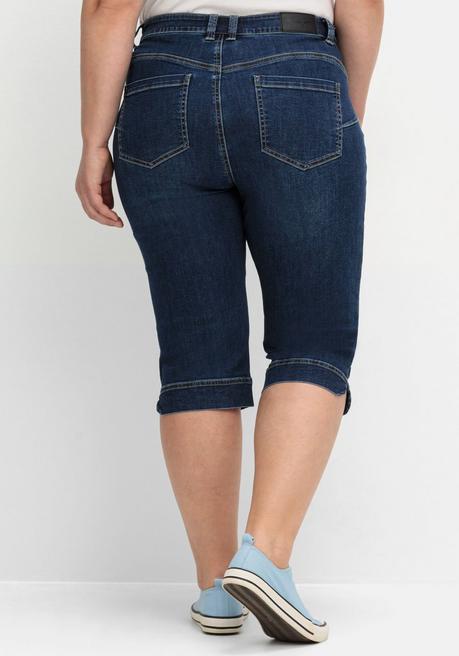 Sheego Schmale Caprijeans Mit Push-up-Effekt, Ultraflexibel - Dark Blue Denim Sheego