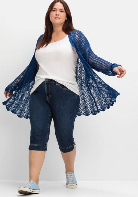 Sheego Schmale Caprijeans Mit Push-up-Effekt, Ultraflexibel - Dark Blue Denim Sheego