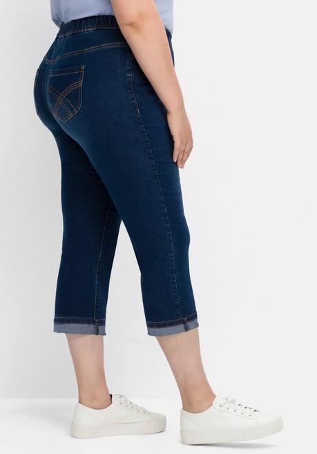 Sheego Schmale Caprijeans Mit Saumumschlag - Blue Denim Sheego