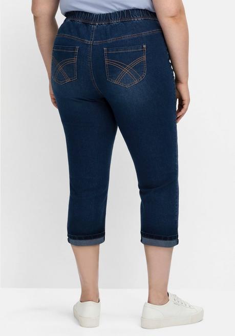 Sheego Schmale Caprijeans Mit Saumumschlag - Blue Denim Sheego