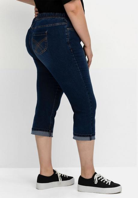 Sheego Schmale Caprijeans Mit Saumumschlag - Dark Blue Denim Sheego