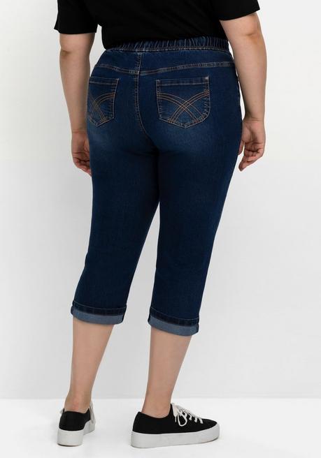 Sheego Schmale Caprijeans Mit Saumumschlag - Dark Blue Denim Sheego