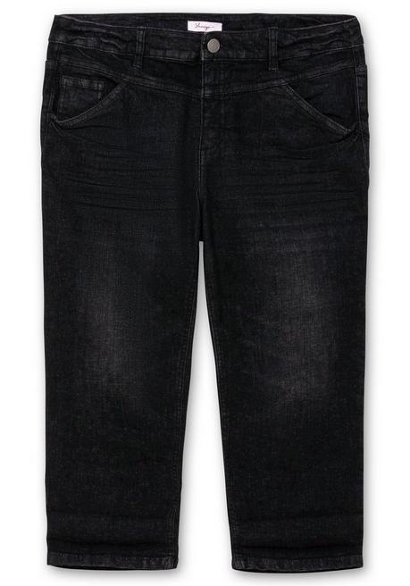 Sheego Schmale Caprijeans Mit Used-Effekten - Black Denim Sheego