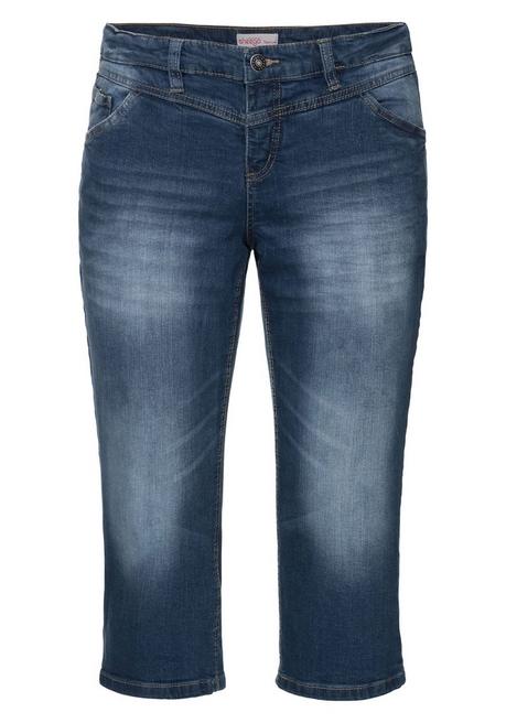 Sheego Schmale Caprijeans Mit Used-Effekten - Blue Denim Sheego