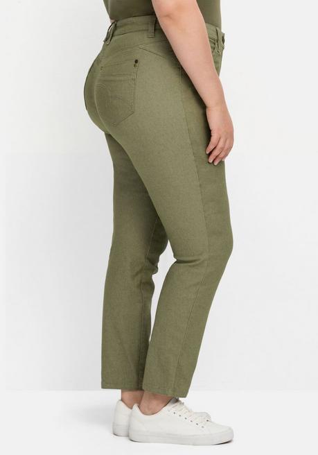 Sheego Schmale Hose Im Coloured-Denim-Look - Khaki Sheego