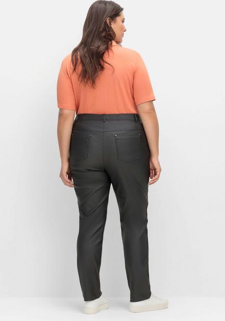 Creation L Schmale Hose In Beschichteter Lederoptik - Anthrazit Sheego