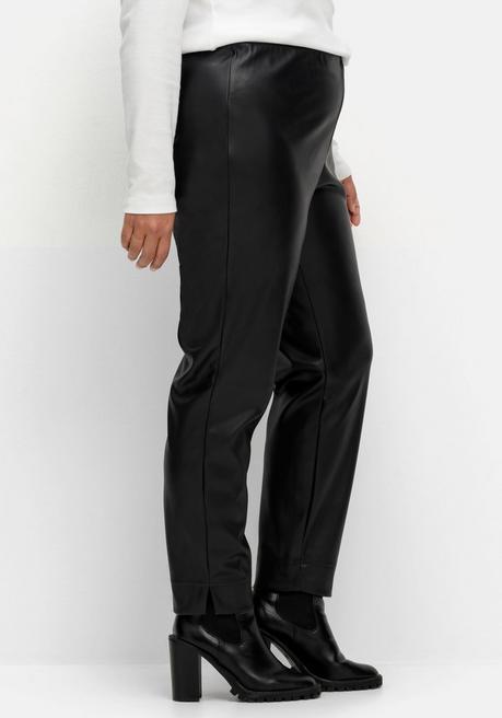 Sheego X Fair Lady Schmale Hose In Lederoptik, Knöchelfreie Länge - Schwarz Sheego