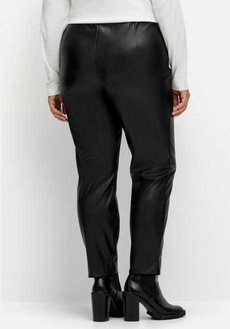 Sheego X Fair Lady Schmale Hose In Lederoptik, Knöchelfreie Länge - Schwarz Sheego