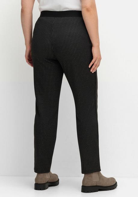 Sheego Schmale Hose Mit Grafischem Muster Und Stretchbund - Schwarz Gestreift Sheego