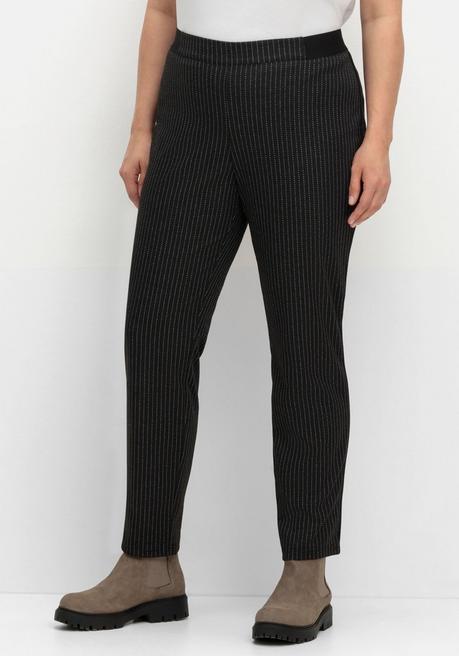 Sheego Schmale Hose Mit Grafischem Muster Und Stretchbund - Schwarz Gestreift Sheego