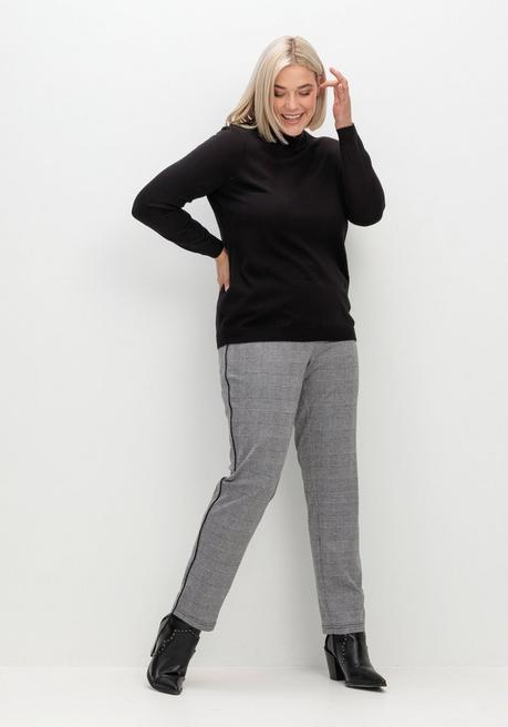 sheego Schmale Hose mit grafischem Muster und Stretchbund - grau gemustert sheego