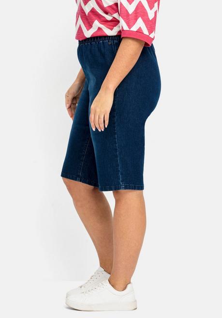 Sheego Schmale Jeans-Bermudas, Mit Gummibund - Dark Blue Denim Sheego
